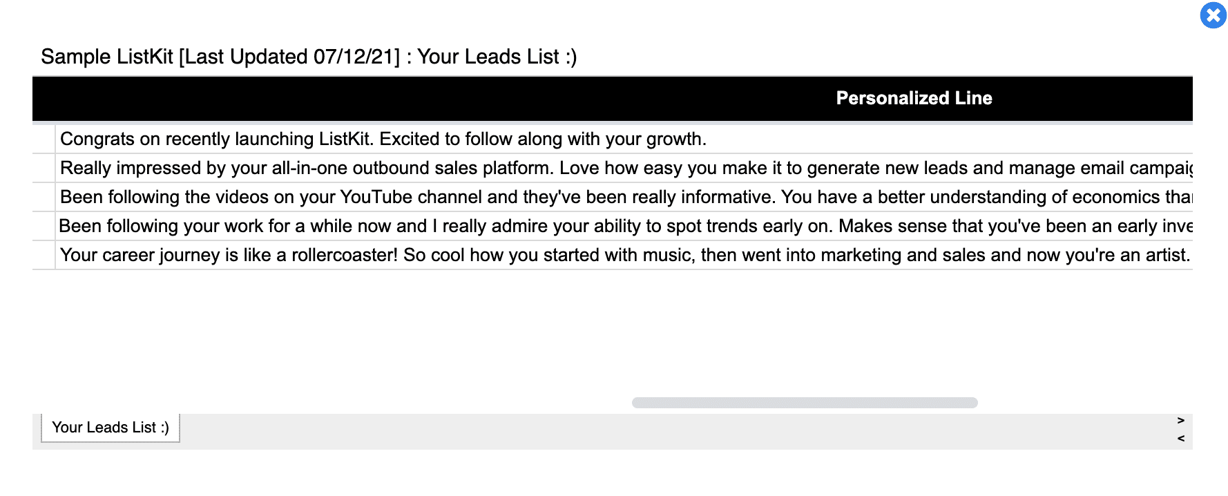 Personalized lead lists from ListKit