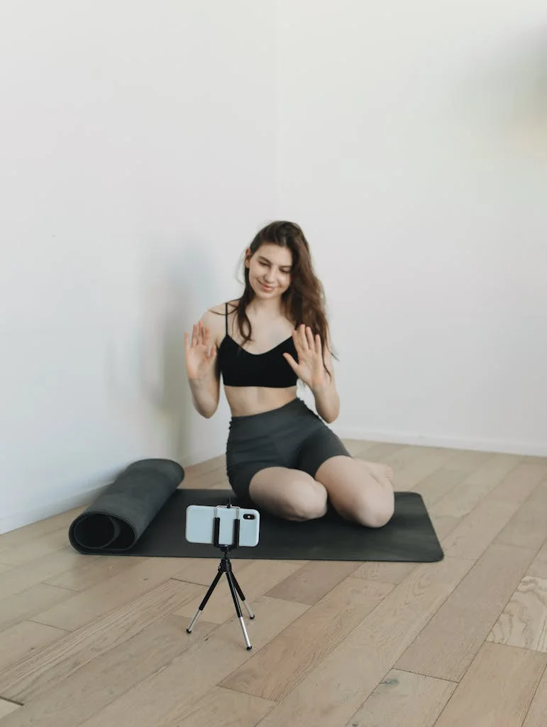 A Woman Recording Her Exercise